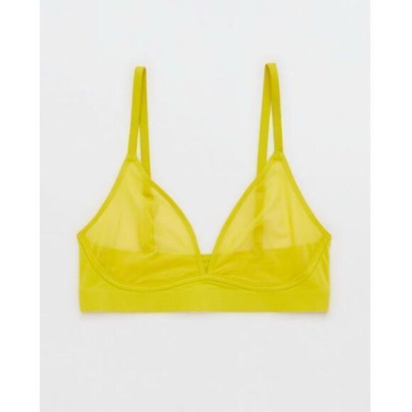 Size M aerie SMOOTHEZ Mesh Bralette in Yellow - Picture 1 of 8